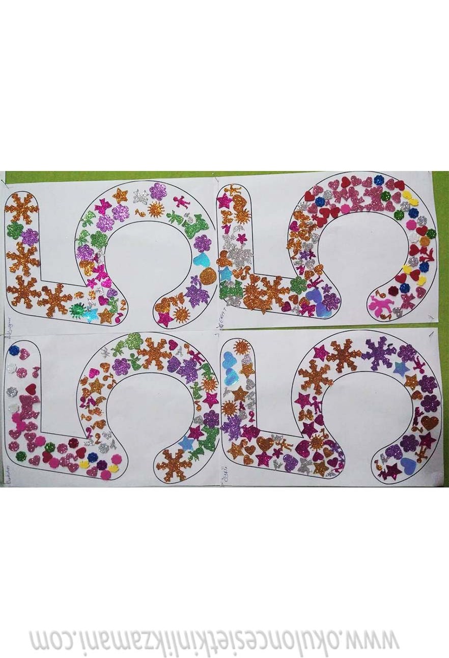 Eğlenceli Renkli Glitter ile Süslenmiş "10" Sayısının Öğrenimi