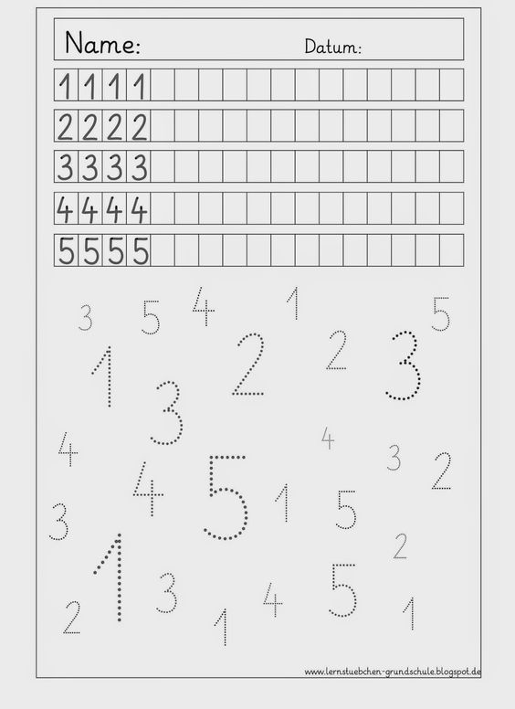 Sayı Yazma Alıştırması: 1, 2, 3, 4, 5 - Eğitim Materyali