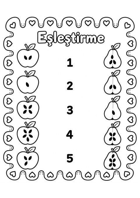 Eşleştirme: Elmalar ve Armutlar - 5 Haneli Eğitim Materyali