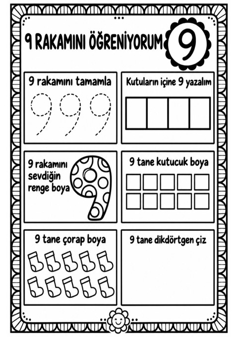 9 Rakamını Öğreniyorum - 9 Rakamı ile İlgili Eğitsel Etkinlikler