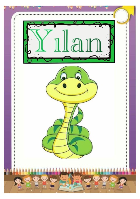 Yılan - Yeşil Yılan Resmi ve Eğitici Materyal