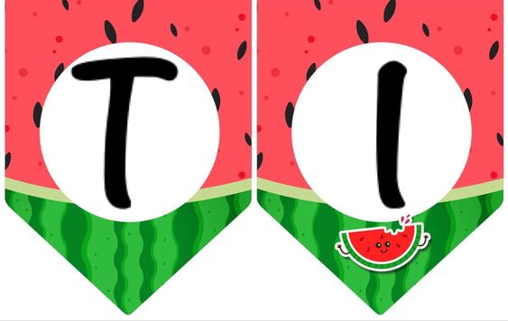 Eğitici Su Karpuzu Temalı Harf Kartları: T (Sesli) ve I (Sessiz)