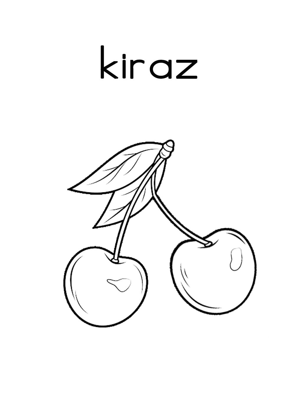 Kiraz - İki adet kiraz meyvesi ve yaprakları