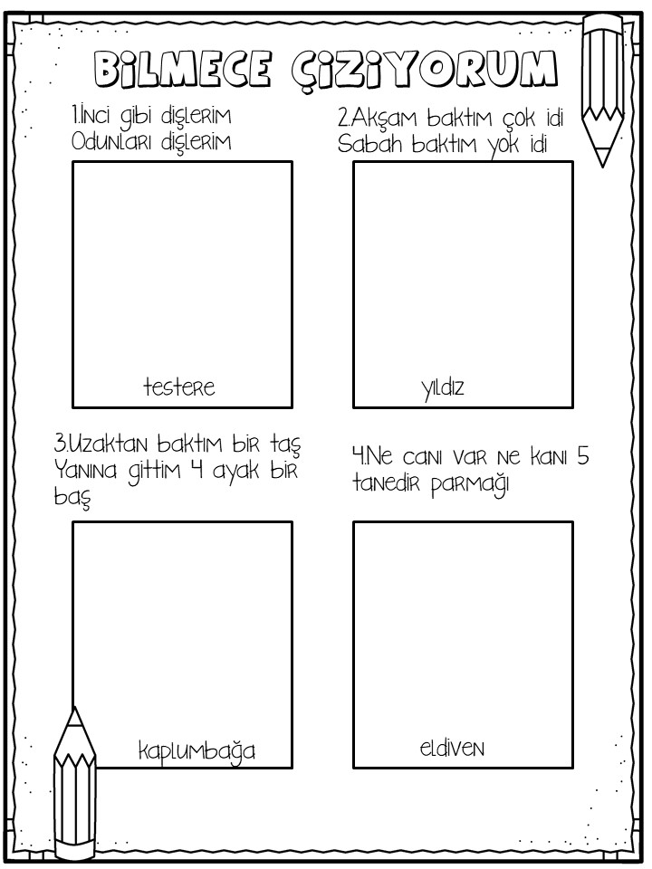 Bilmeceler ve Cevapları - Çocuklar için Eğlenceli Bilgi Kartı