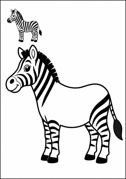 Beyaz Siyah Çizgili Zebra Çizimi - Çocuklar için Hayvan Öğretimi