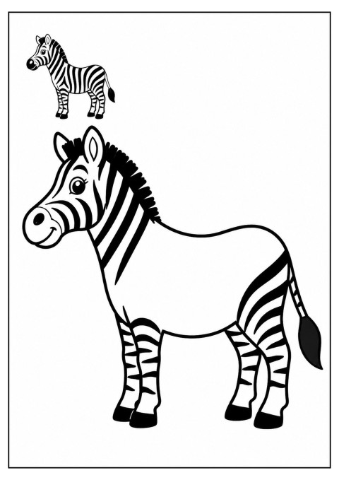 Beyaz Siyah Çizgili Zebra Çizimi - Çocuklar için Hayvan Öğretimi