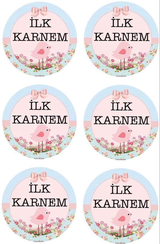 İLK KARNEM - 6 Adet Yuvarlak Etiket Tasarımı