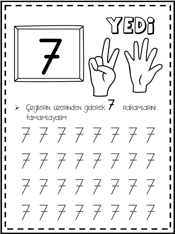 YEDİ (7) - Sayı Öğrenme ve Yazma Etkinliği