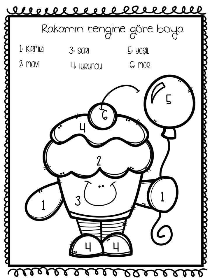 Renkli Cupcake Boyama Etkinliği - Rakamlarla Renk Eşleştirme
