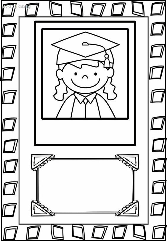 Graduation Photo Frame Coloring Activity for Kids