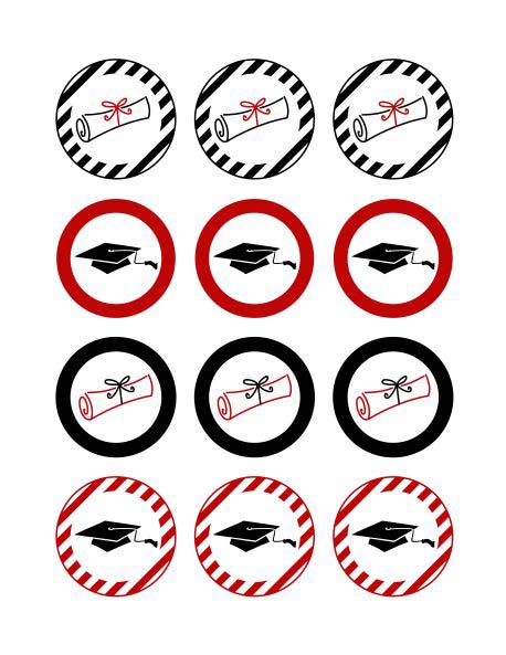 Eğitim Temalı İkon Seti: Mezuniyet Belgesi ve Mortar Board Sembolleri (3x4)