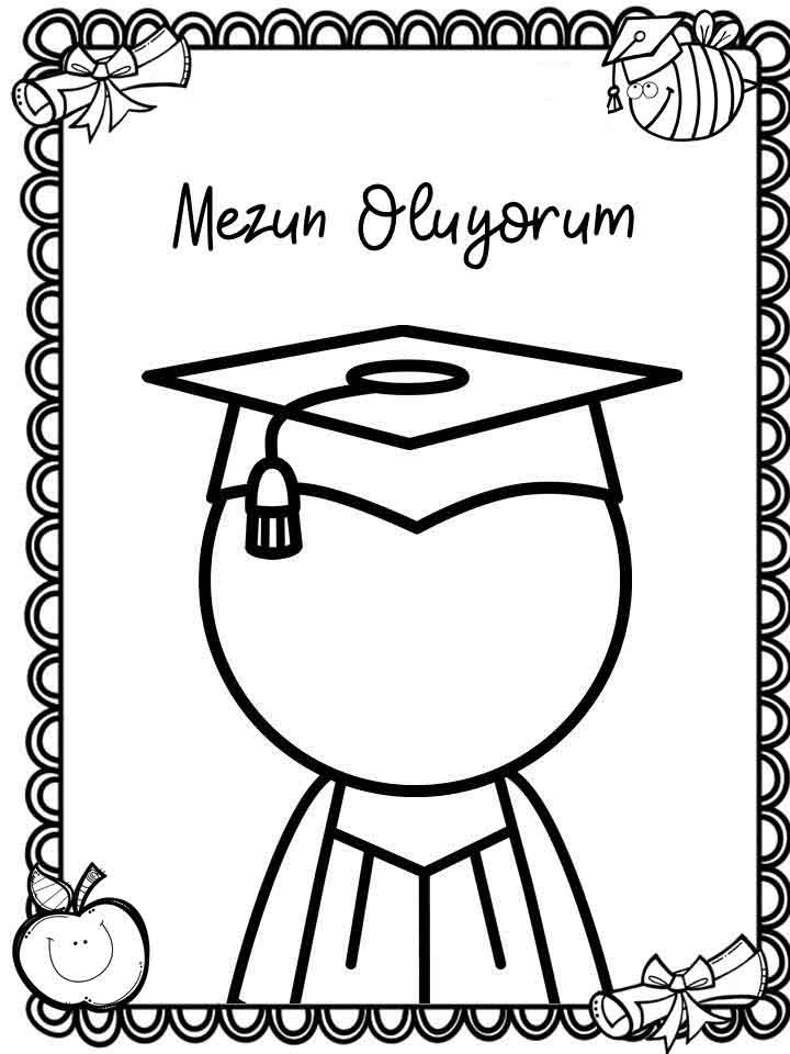 Mezuniyet Temalı Boyama Sayfası