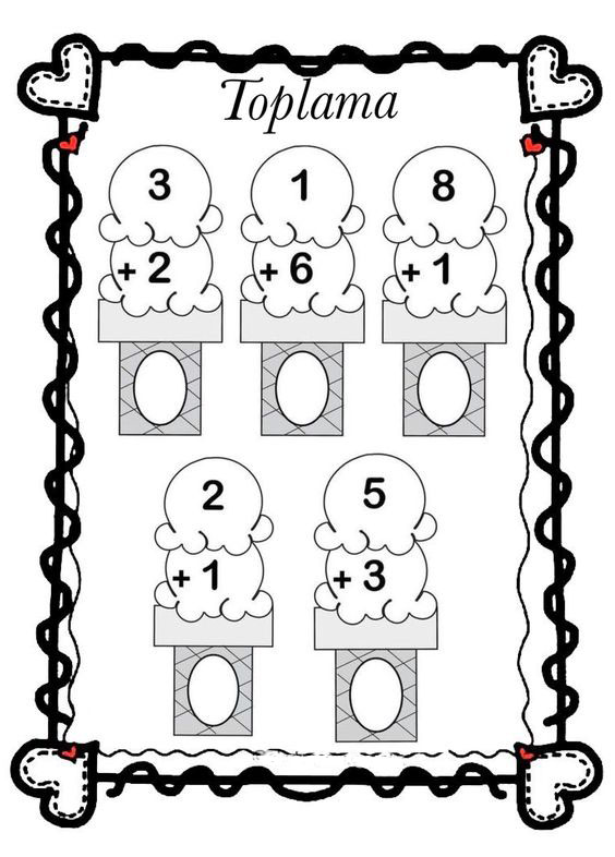 Toplama İşlemleri İçin Buz İkramları: 3+2, 1+6, 8+1, 2+1, 5+3
