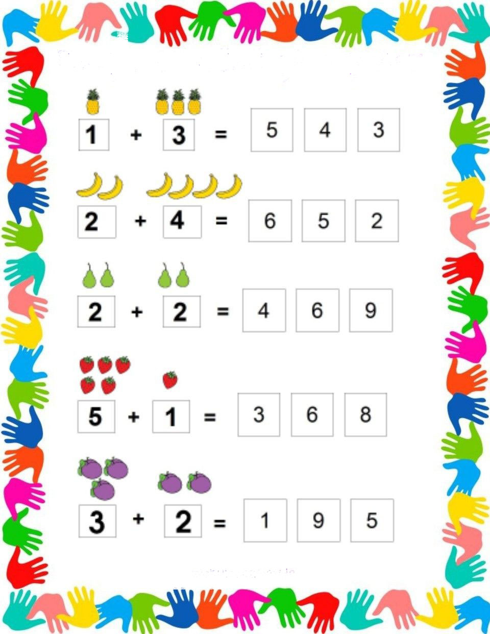 Renkli El İzleri ile Eğlenceli Matematik Problemleri: Toplama İşlemleri ve Meyve İllüstrasyonları