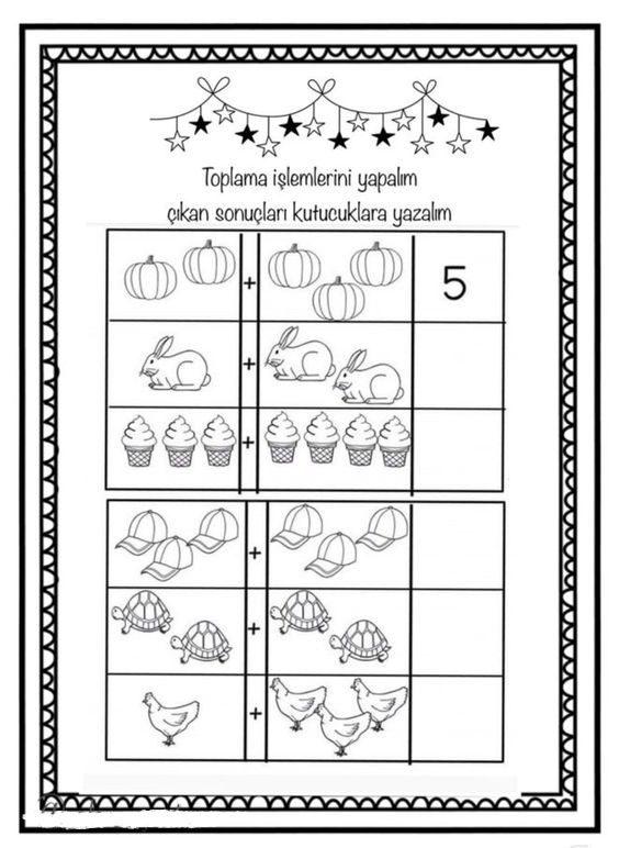Toplama İşlemleri Eğitimi: Sayı 5, Hayvanlar ve Nesneler ile Matematik Uygulamaları