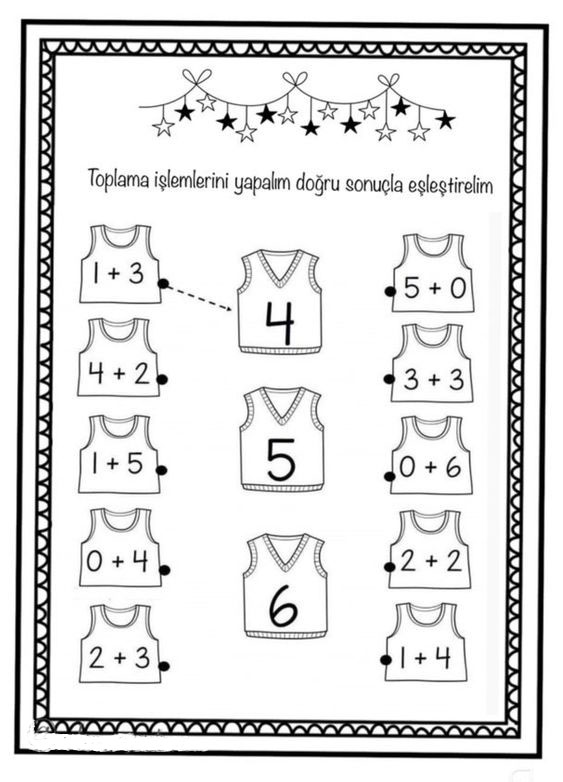 Toplama İşlemleri Eşleştirme Aktivitesi - 1+3, 4, 2+2, 3+3, 0+4, 2+3 ve 1+4
