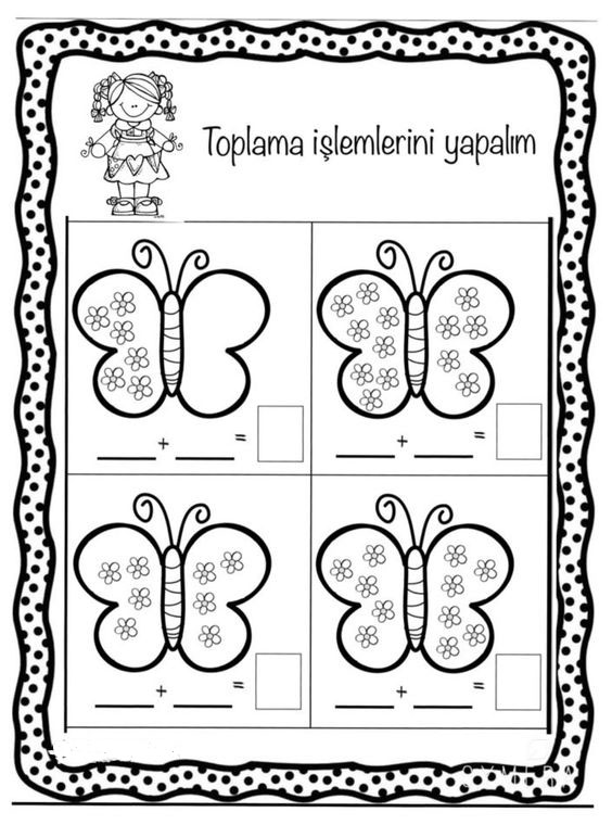 Toplama İşlemleri İçin Kelebek Temalı Eğitsel Materyal