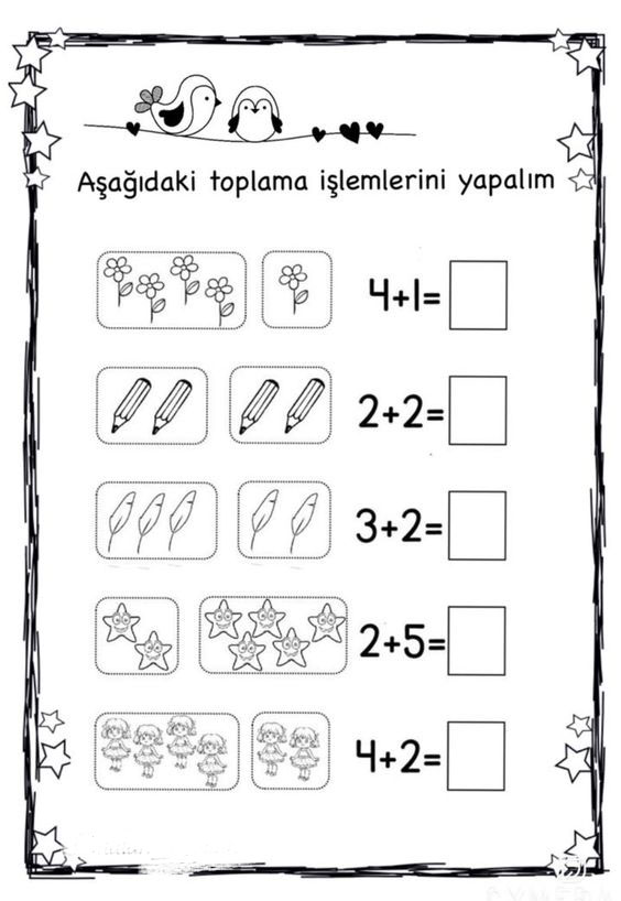 Toplama İşlemleri Eğitici Materyali 4+1, 2+2, 3+2, 2+5, 4+2