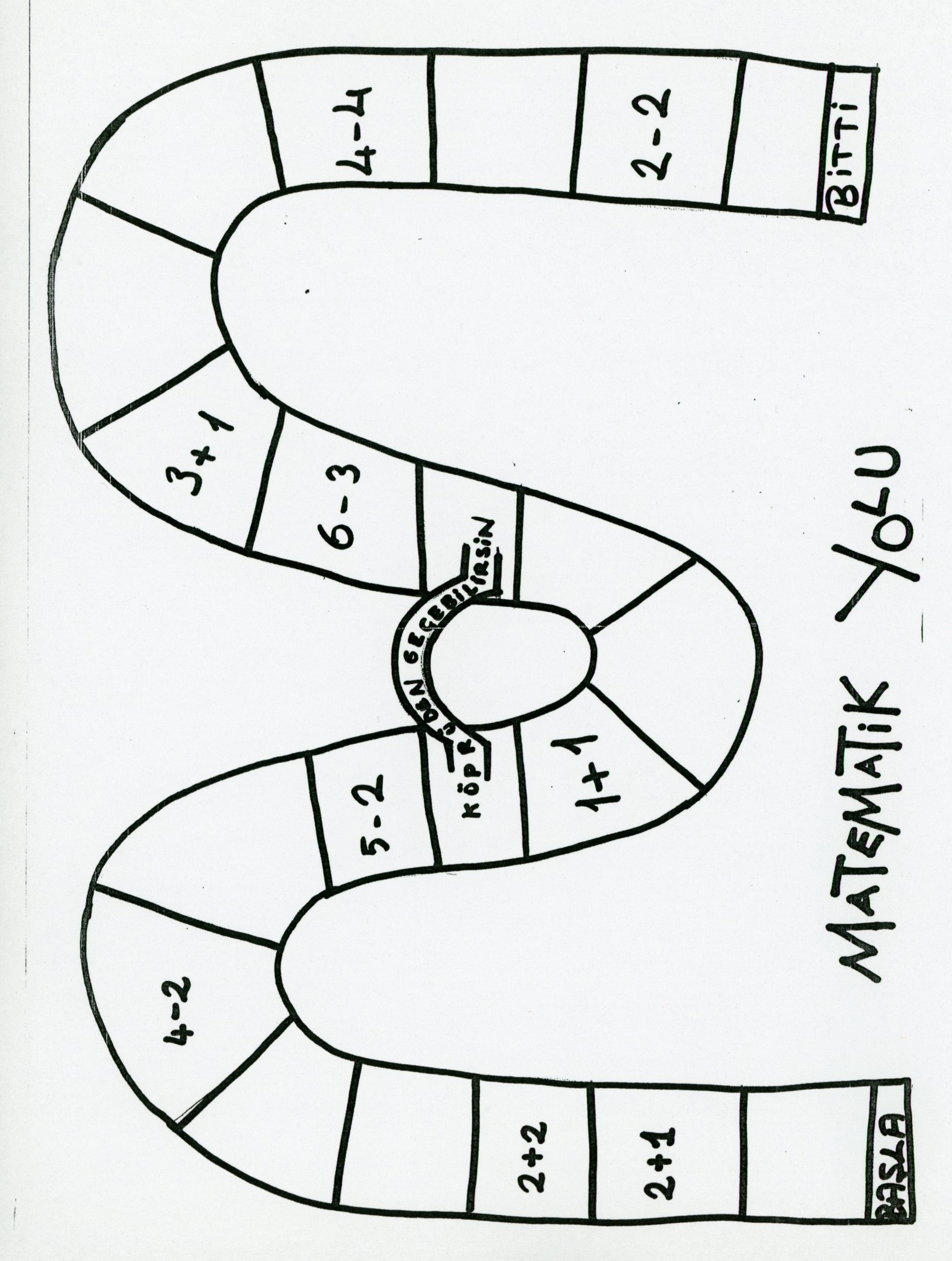 Matematik Yolu 2+2, 3+1, 4-4, 5-2, 6-3 Oyun Materyali