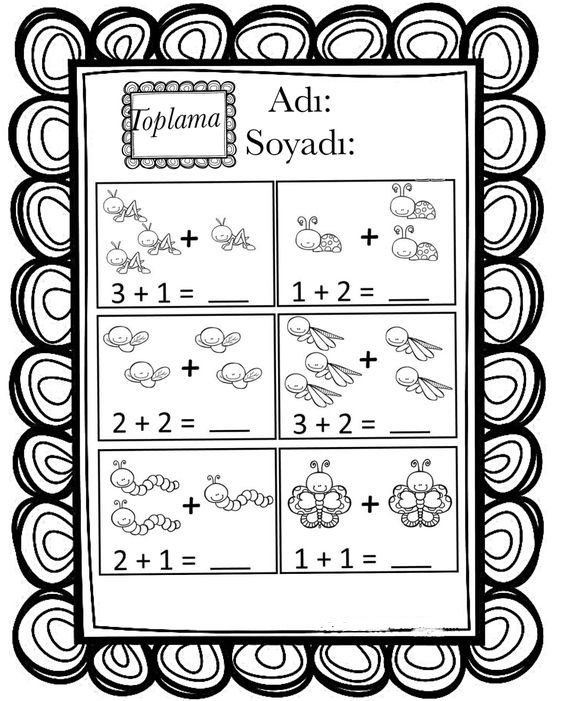 Eğitsel Toplama Alıştırmaları: 3+1, 1+2, 2+2, 3+2, 2+1, 1+1