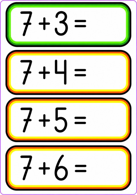 Toplama İşlemleri: 7 ile 3, 4, 5 ve 6'nın Toplamları