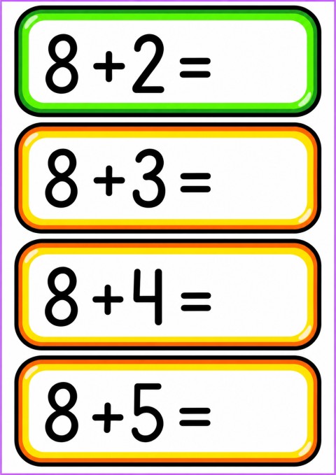 Toplama İşlemleri: 8 ile 2, 3, 4 ve 5'in Toplanması