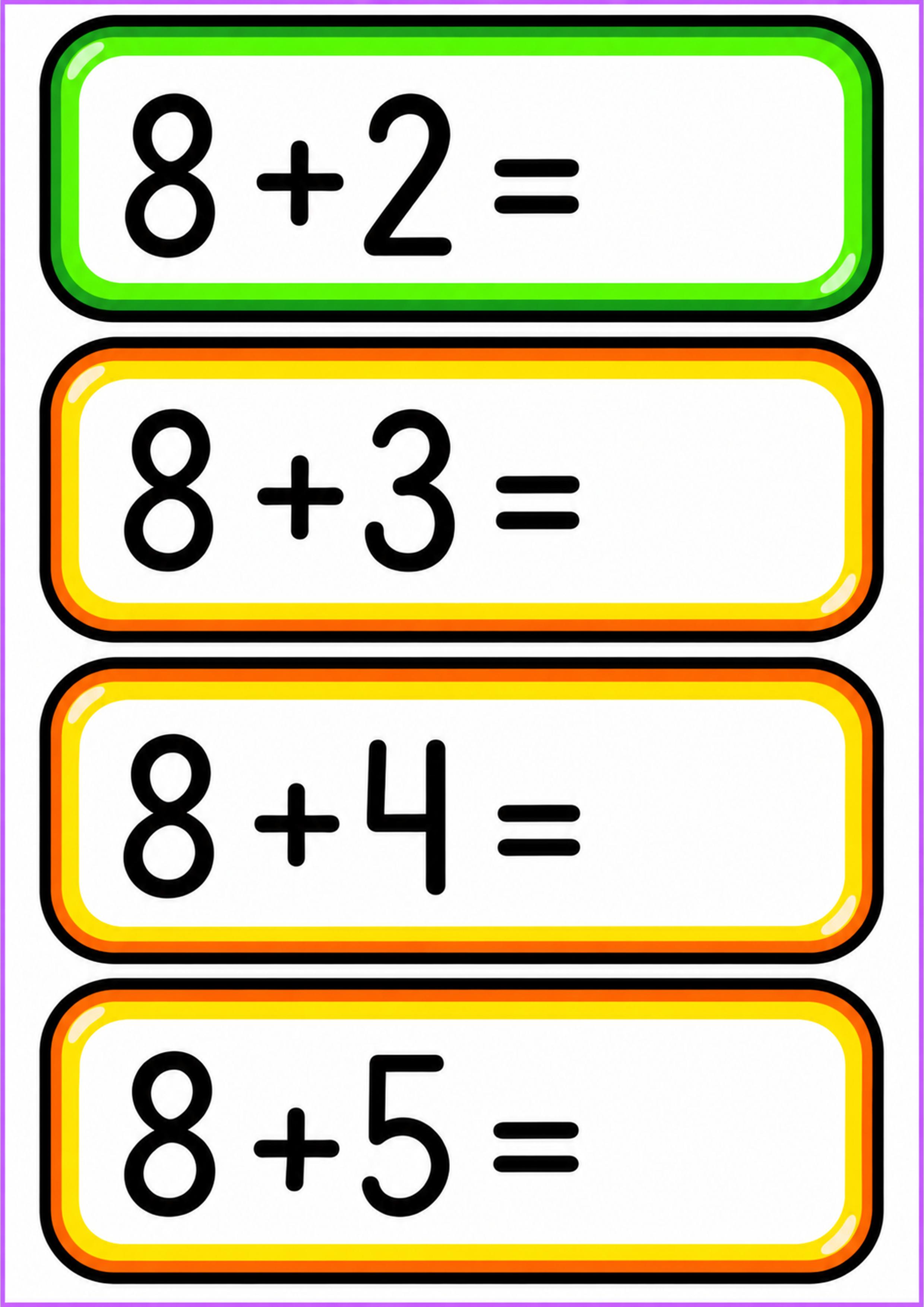 Toplama İşlemleri: 8 ile 2, 3, 4 ve 5'in Toplanması