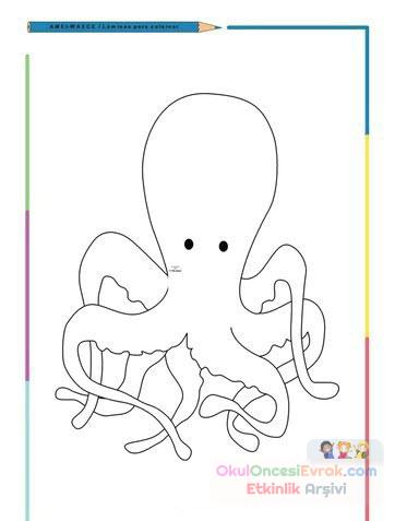 Ahtapot Hayvanlar Deniz canlıları Boyama  (10)