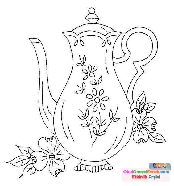 bardak ,çaydanlık,çatal,biçak  boyama sayfası(96)
