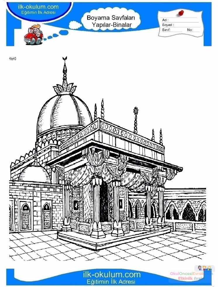 çocuklar-için-Cami-yapılar-binalar-boyama-sayfası-3