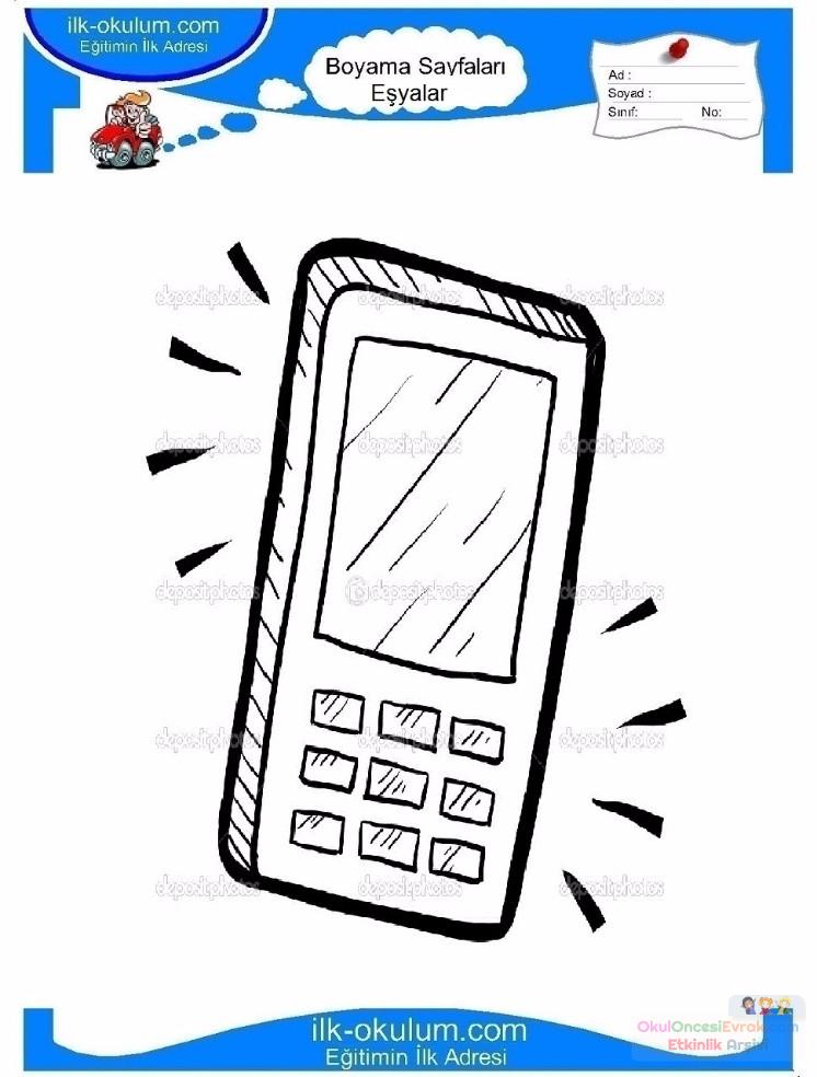 çocuklar-için-Cep-Telefonu-eşyalar-boyama-sayfası-19