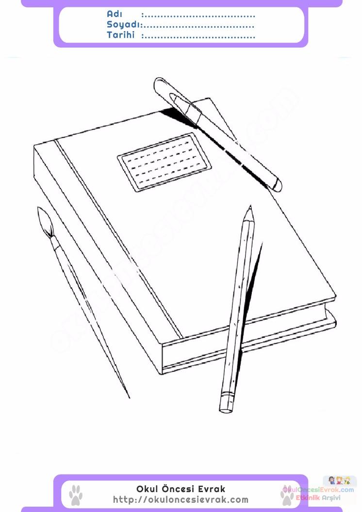 çocuklar-için-Defter-eşyalar-boyama-sayfası-11
