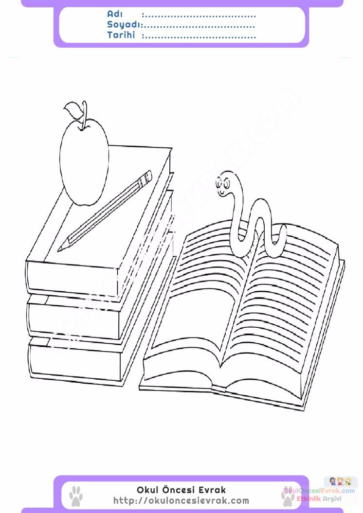 çocuklar-için-Kitap-eşyalar-boyama-sayfası-19