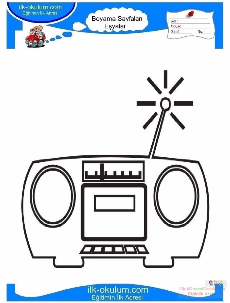 çocuklar-için-Radio-eşyalar-boyama-sayfası-4