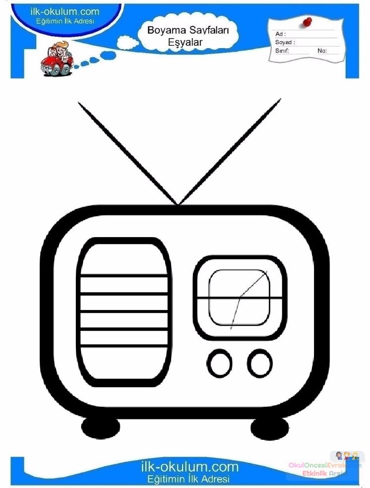 çocuklar-için-Radio-eşyalar-boyama-sayfası-7