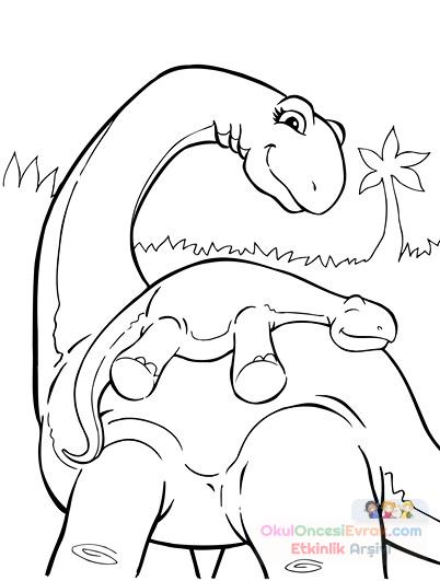 printable-activities-coloring-pages-baby-and-mama-dinosaur-Kopyala