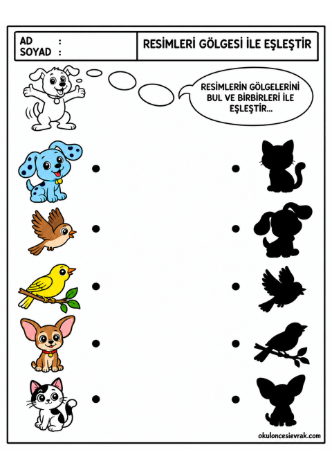 Okul öncesi resmi gölgesiyle eşleştir çalışmaları 4