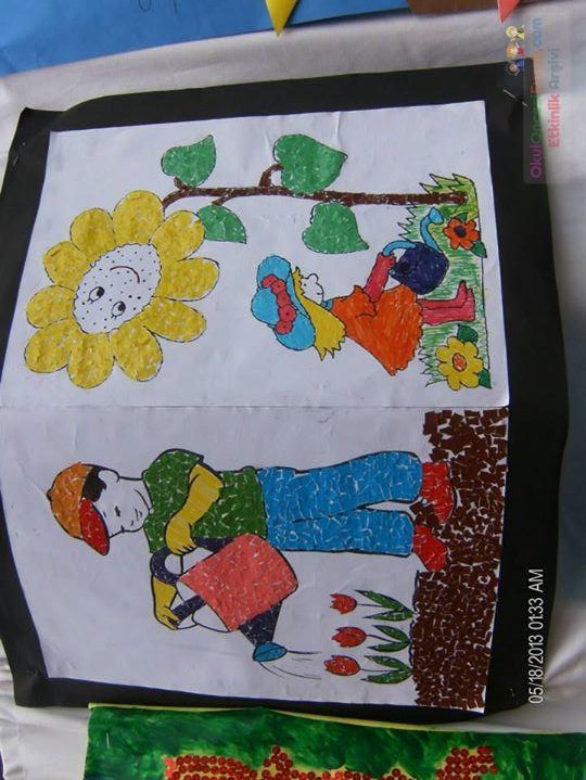 Kağıt katlama buruşturma, yuvarlama, sulu boya  (90)