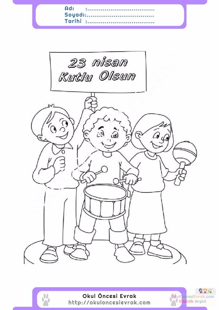 23 Nisan Güzel Sözler Boyama 23 Nisan Ulusal Egemenlik Ve çocuk Bayramı Balonlar Boyama Sayfası