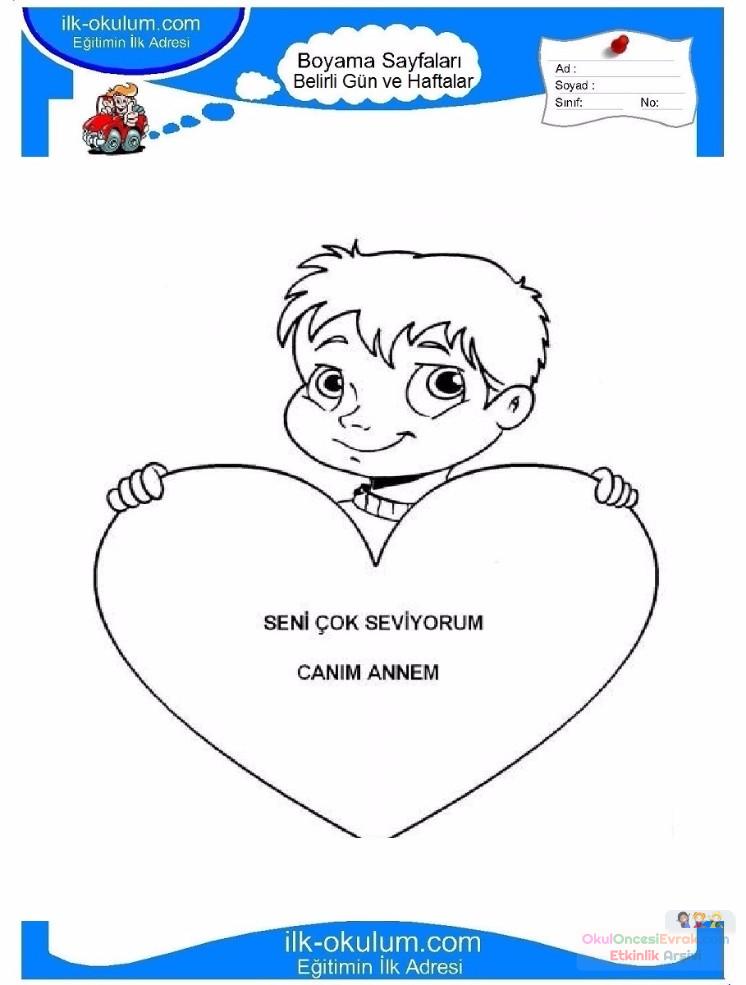 Anneler-Günü-belirli-gün-ve-haftalar-boyama-sayfası-2 | preschool activity