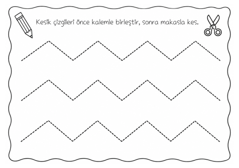 Kesme ve Boyama Eğitimi: Kesik Çizgileri Keserek Pratik Yapma