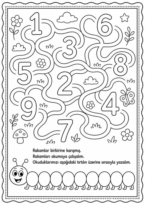 Rakamları Okuma Etkinliği: 1, 2, 4, 6, 7, 8, 9 Sayıları Üzerine Yazma