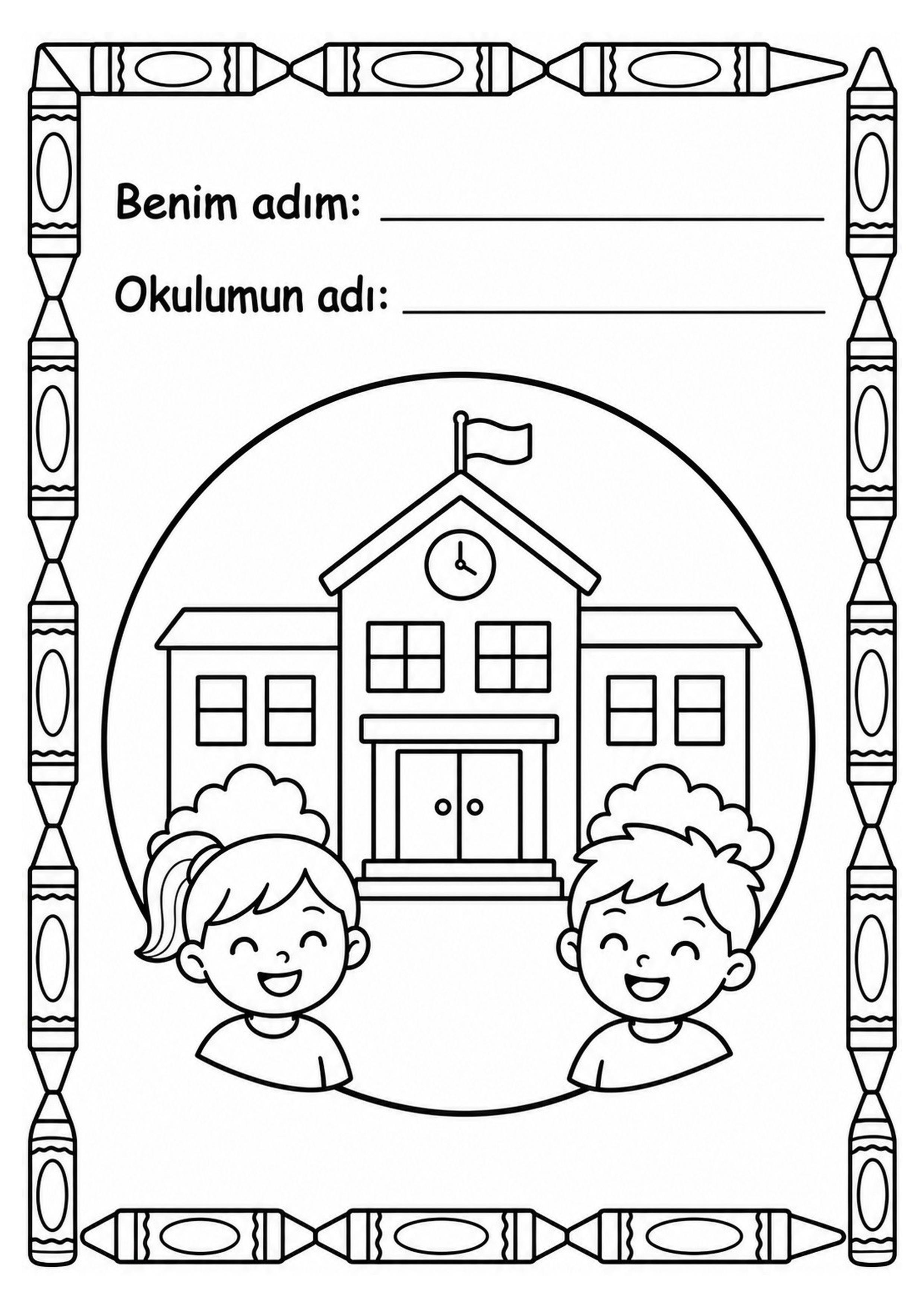 Çocuklar İçin Okul Tanıtım Kartı: Benim Adım ve Okulunun Adı