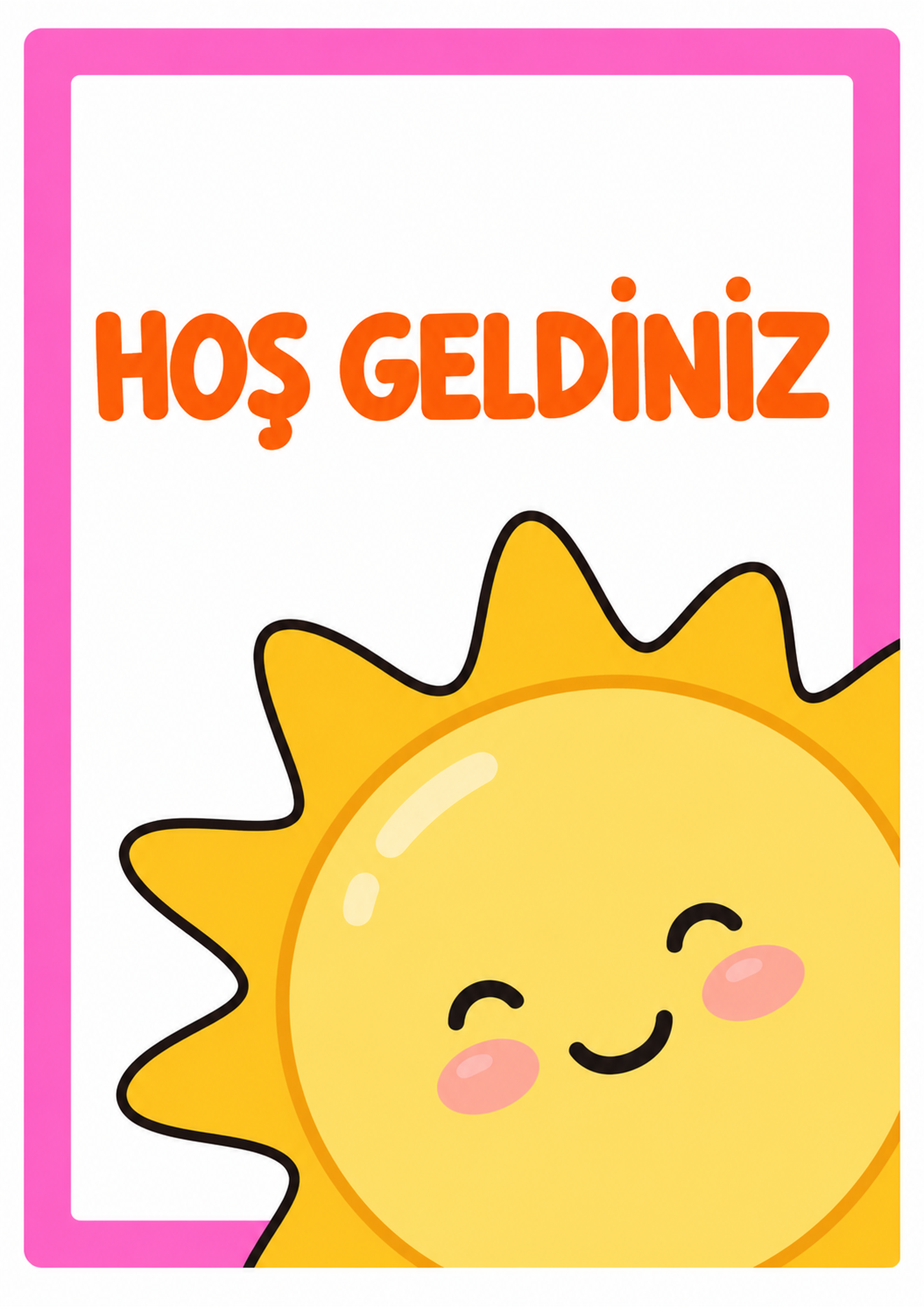 Hoşgeldiniz Yazılı Güneşli Karşılama Kartı