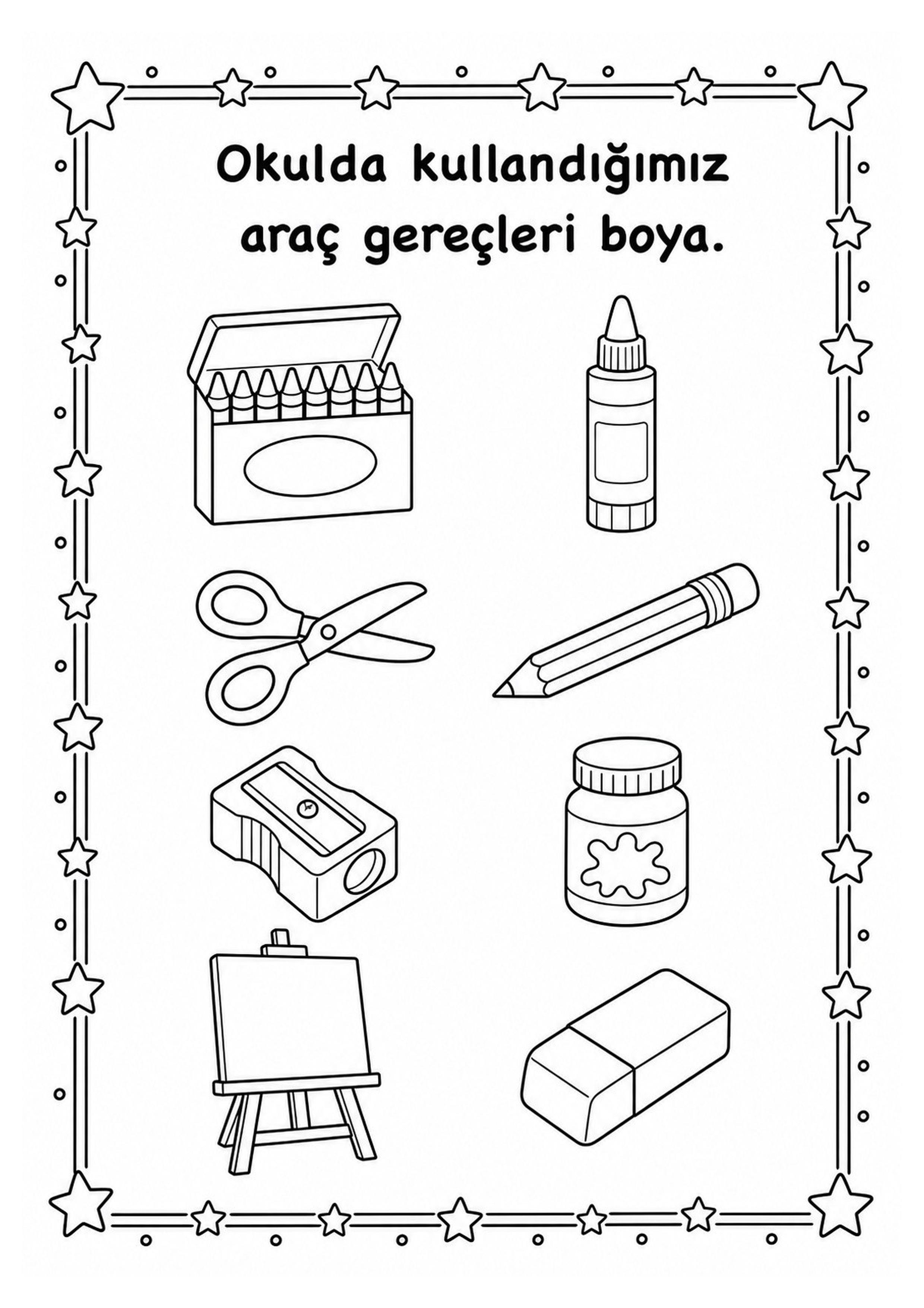 Okul Araç-Gereçleri ve Boyama Etkinliği