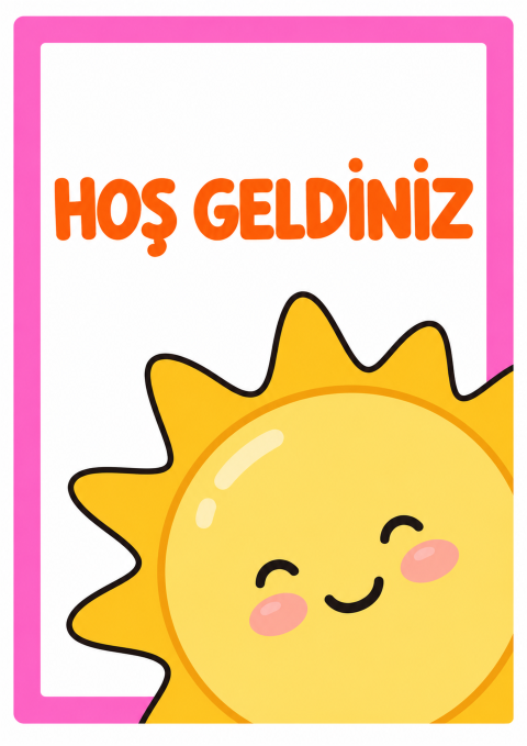 Hoşgeldiniz Yazılı Güneşli Karşılama Kartı