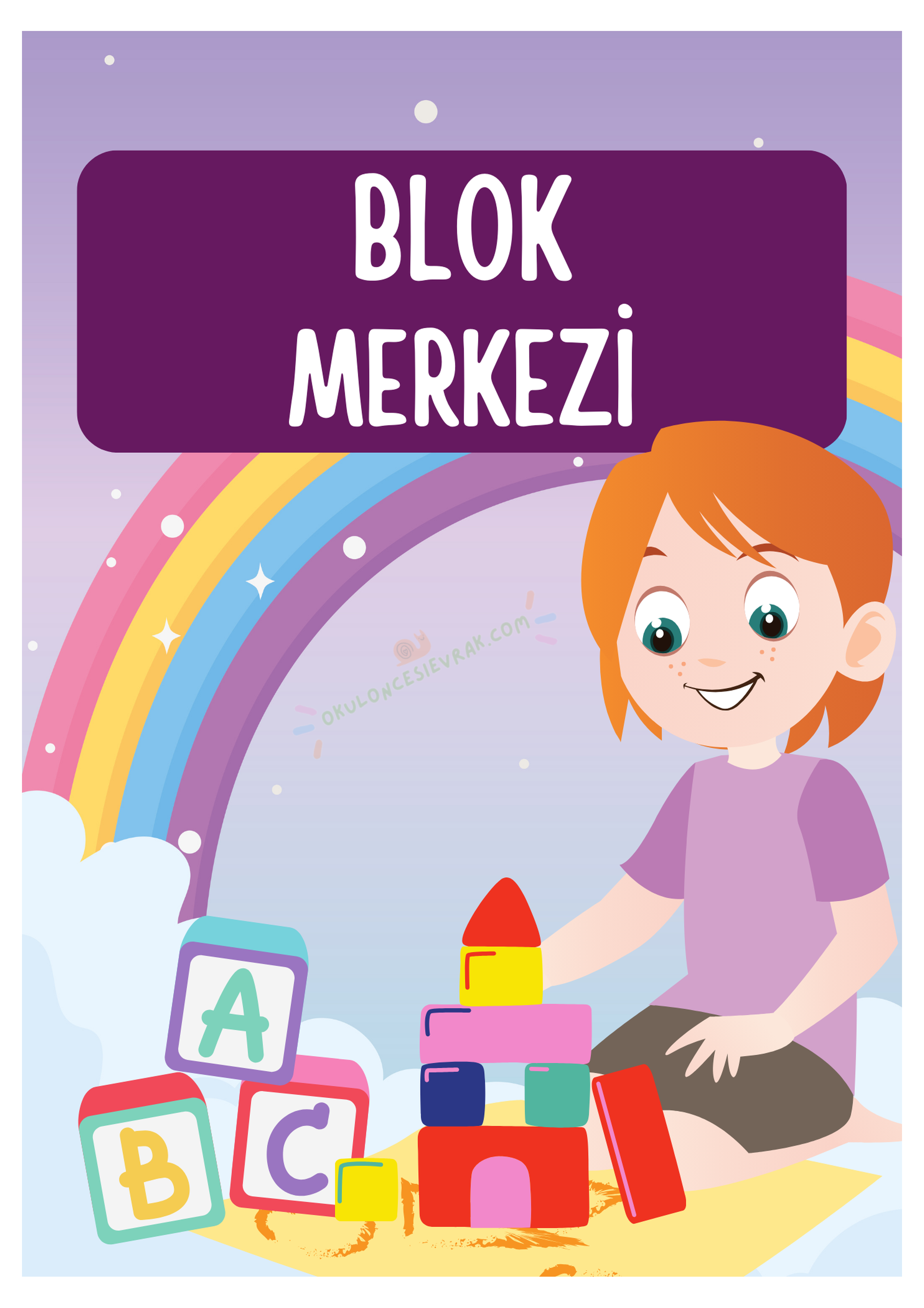 Blok Merkezinde Oynayan Çocuk ve Eğitici Bloklar: A, B, C Harfleri ile Eğlenceli Öğrenme