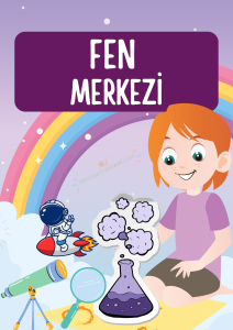 Fen Merkezi: 1 Kız Çocuk, Astronot, Roket, Mikroskop, Teleskop, Kimya Deneyi, Eğitim Materyali