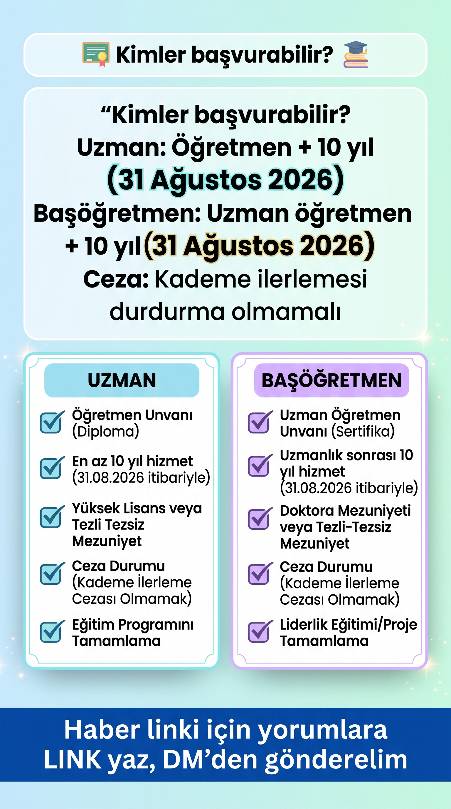 2026 Uzman Öğretmenlik ve Başöğretmenlik Takvimi