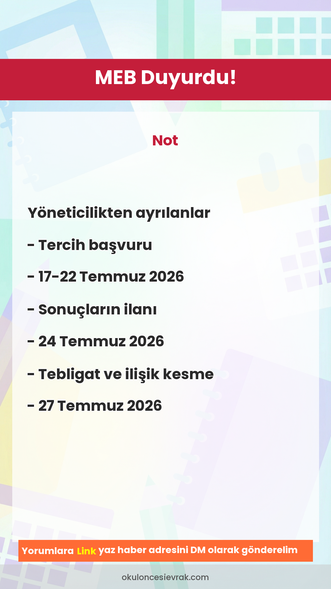 2026 Atama ve
Görevlendirme Takvimi